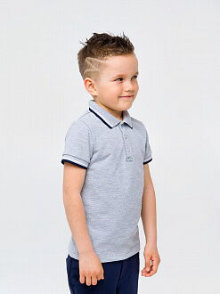 Футболка-поло с коротким рукавом для мальчика SMIL серый меланж 114756/114757 - размеры