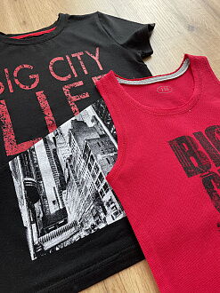 Комплект майка и футболка для мальчика Фламинго черный 983-416 - размеры