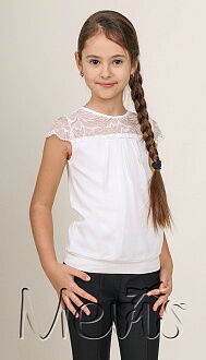 Блузка с коротким рукавом для девочки MEVIS белая 1965 - цена
