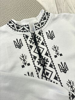 Трикотажная вышиванка для мальчика Фламинго белая 791-212 - купить