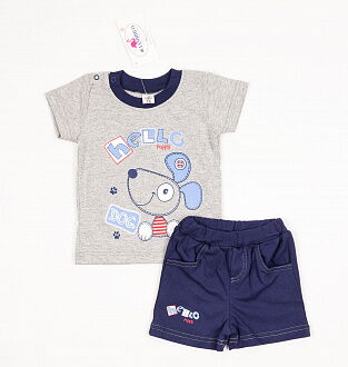 Комплект для мальчика (футболка+шорты) Фламинго серый 688-110 - цена