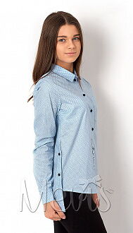 Блузка с длинным рукавом для девочки Mevis Горошек голубая 2643-01 - цена