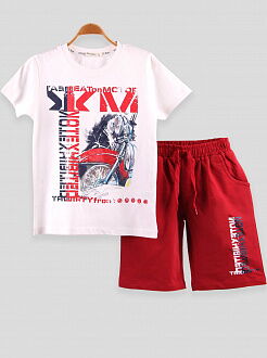 Комплект футболка и шорты для мальчика Breeze белый 14512 - размеры