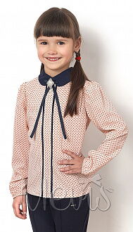 Блузка c длинным рукавом для девочки Mevis персиковая 2513-03 - цена