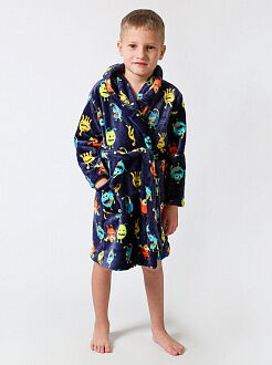 Халат вельсофт для мальчика Фламинго Монстры темно-синий 883-910 - цена