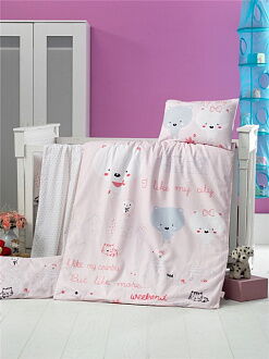 Комплект постельного белья в детскую кроватку VICTORIA BEBEK DREAM HOUSE 100*150 - цена