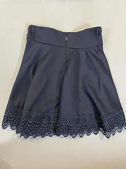 Школьная юбка с кружевом для девочки MakRus темно-синяя 105 - фото