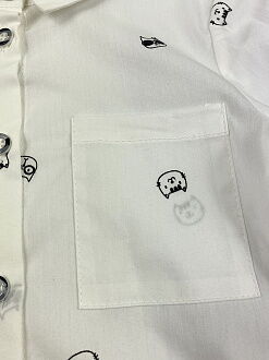 Рубашка для девочки Mevis Коты белая 4315-01 - размеры