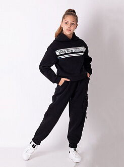 Утепленный спортивный костюм для девочки Mevis черный 3541-03 - цена