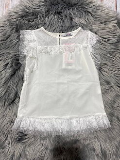 Блузка с коротким рукавом для девочки Mevis молочная 3682-02 - размеры