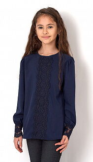 Стильная блузка с кружевом Mevis синяя 2736-02 - цена