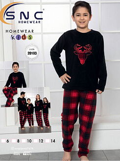 Тёплая пижама для мальчика флис SNC черная 20193 - цена