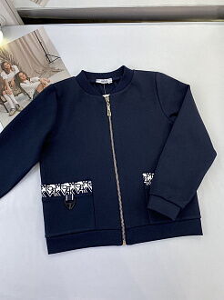 Бомбер для девочки Mevis синий 4794-01 - картинка