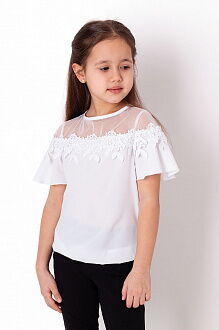 Блузка для девочки Mevis белая 3630-01 - цена