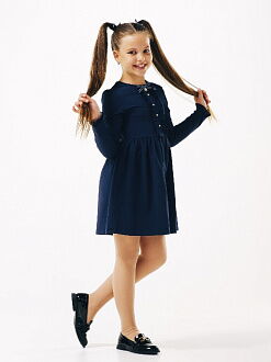 Платье школьное трикотажное SMIL синее 120218 - фотография