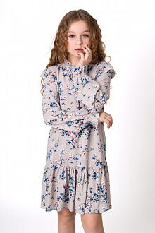 Платье для девочки Mevis Цветочки серое 4968-01 - размеры