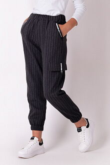 Трикотажные брюки для девочки Mevis темно-серые 3487-01 - цена