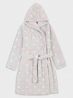 Халат вельсофт для девочки Фламинго Сердечки серый 884-912 - цена