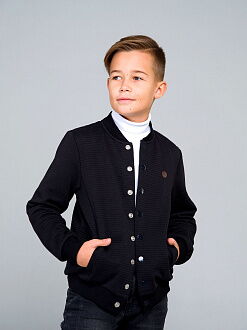Пиджак "бомбер" трикотажный для мальчика SMIL темно-синий 116459/116460 - размеры