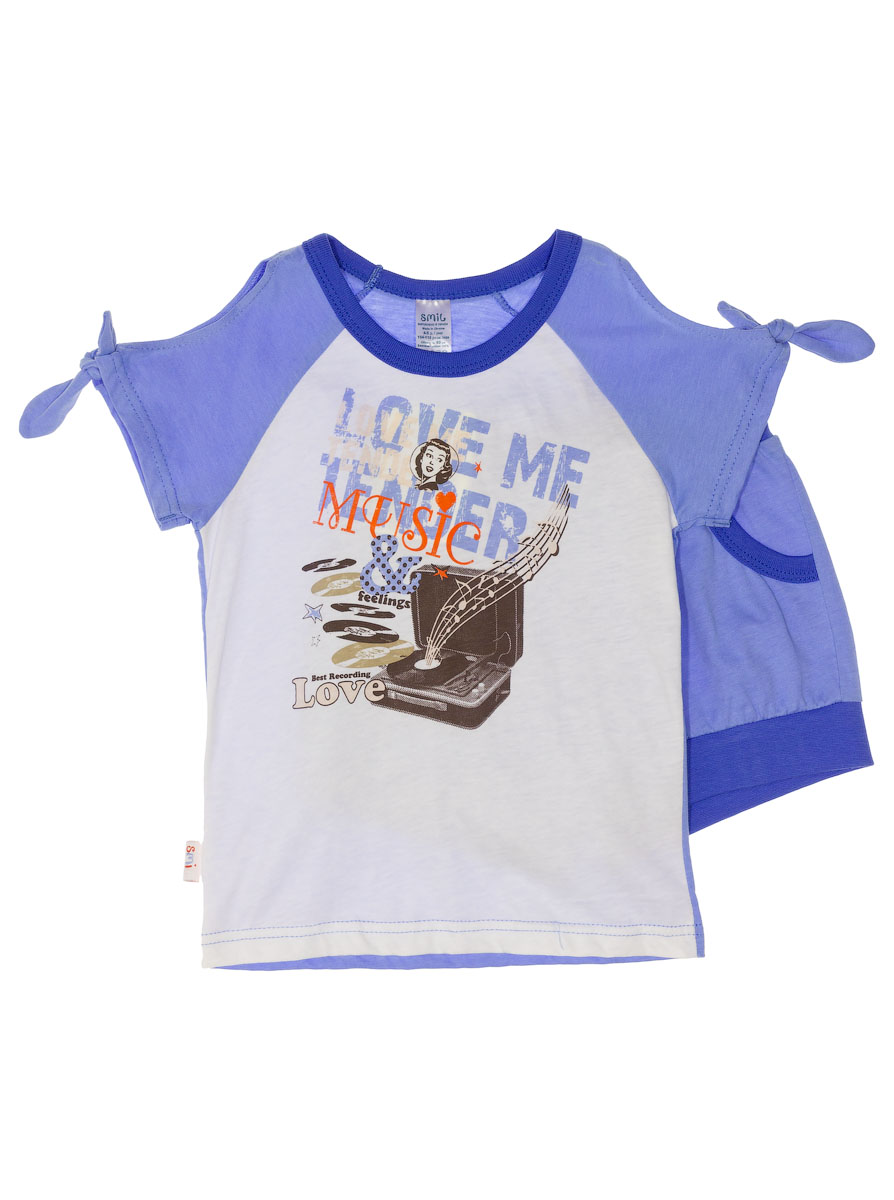 Трикотажний комплект футболка і шорти для дівчинки Смил блакитний 113221 - ціна