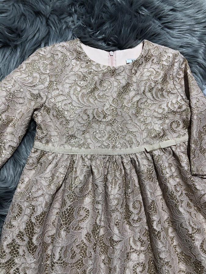 Нарядное платье для девочки Mevis бежевое 3131-01 - світлина