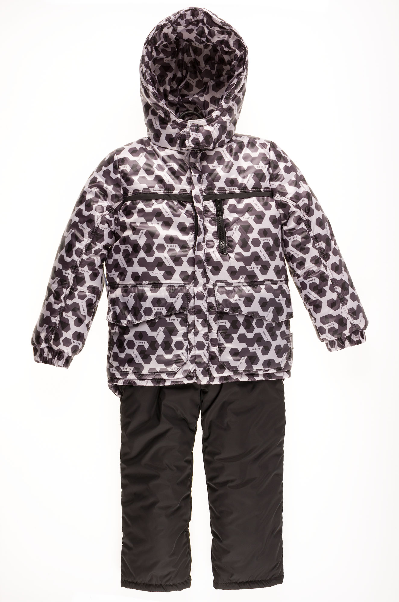 Комбінезон зимовий роздільний для хлопчика (куртка + штани) Одягайко геометрія чорний 20088 + 01241О - ціна