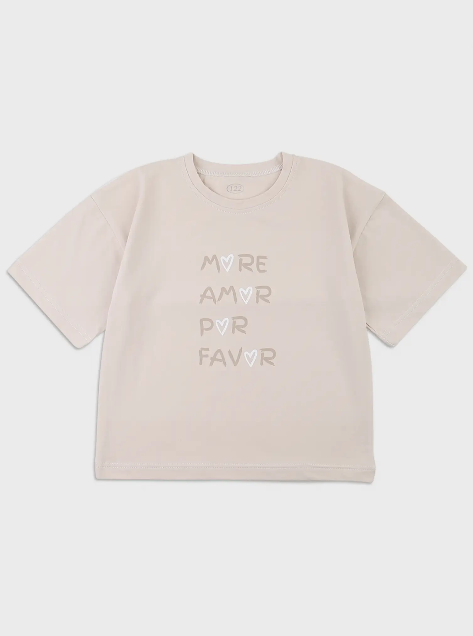Футболка для девочки Фламинго Amor бежевая 1005-417 - цена