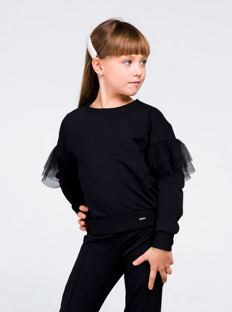 Світшот з довгим рукавом для дівчинки SMIL чорний 116443/116444 - ціна