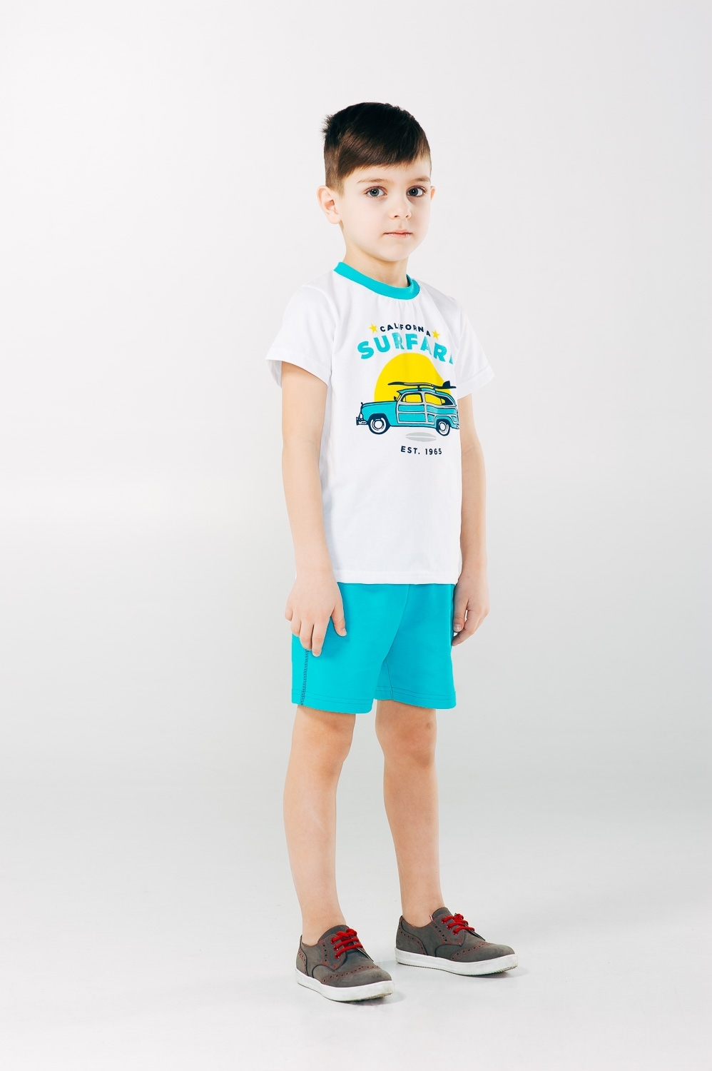 Комплект для хлопчика (футболка + шорти) SMIL Мрійники білий 113254 - розміри