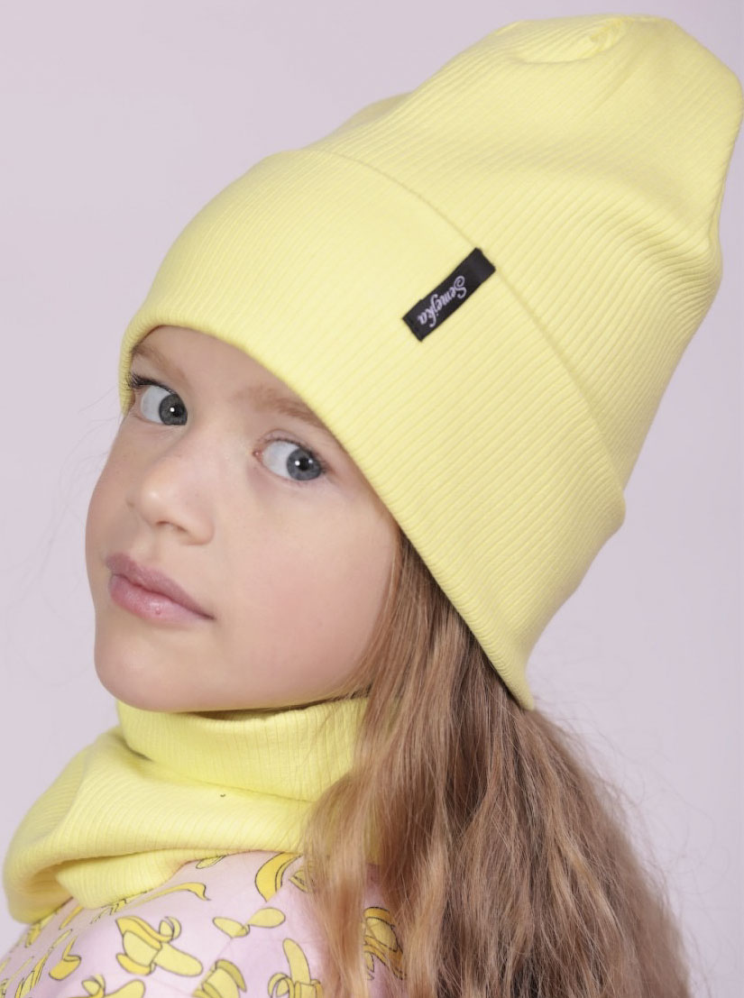 Комплект шапка і хомут для дівчинки Semejka Фрея лимонний 9321 - ціна