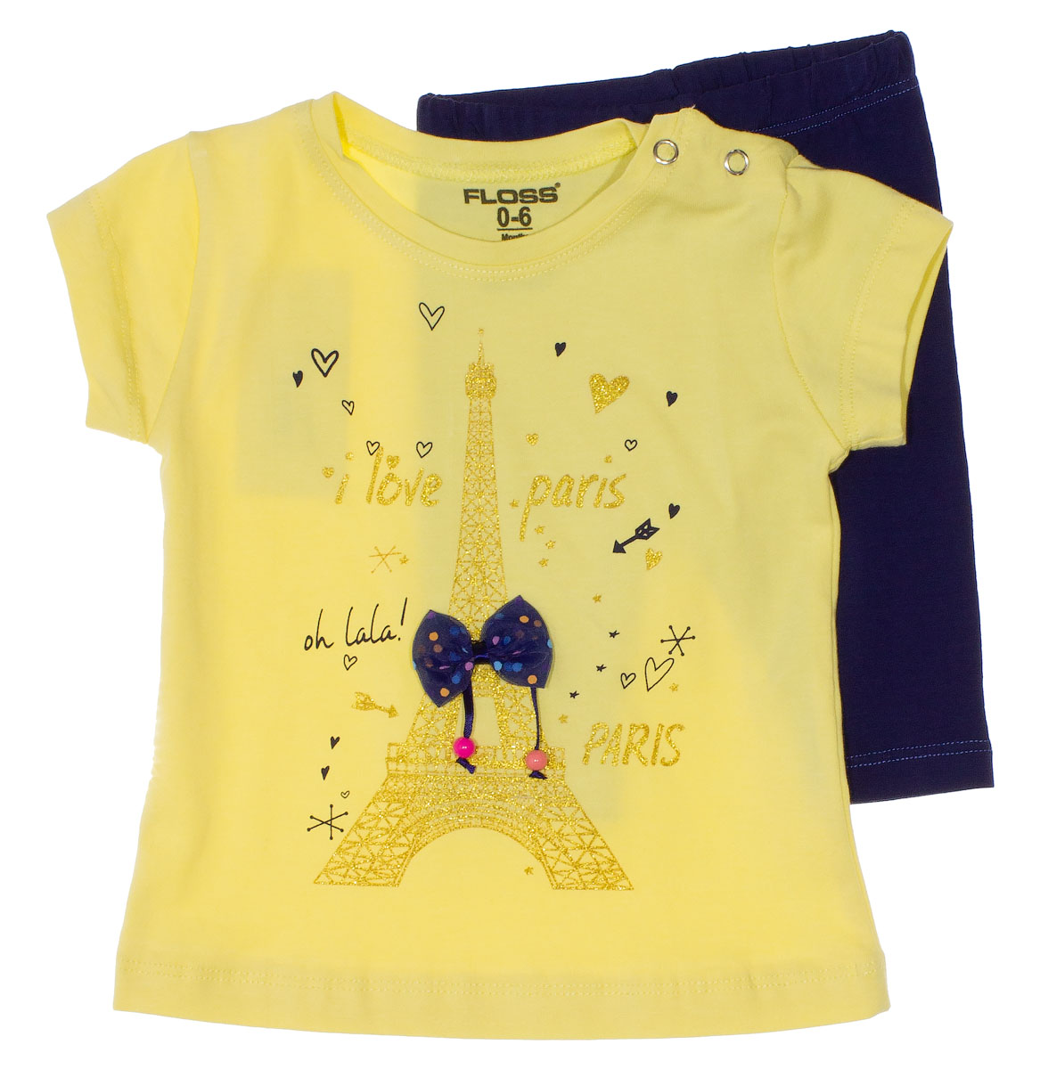 Комплект для дівчинки футболка та бриджі Benna Paris жовтий - ціна