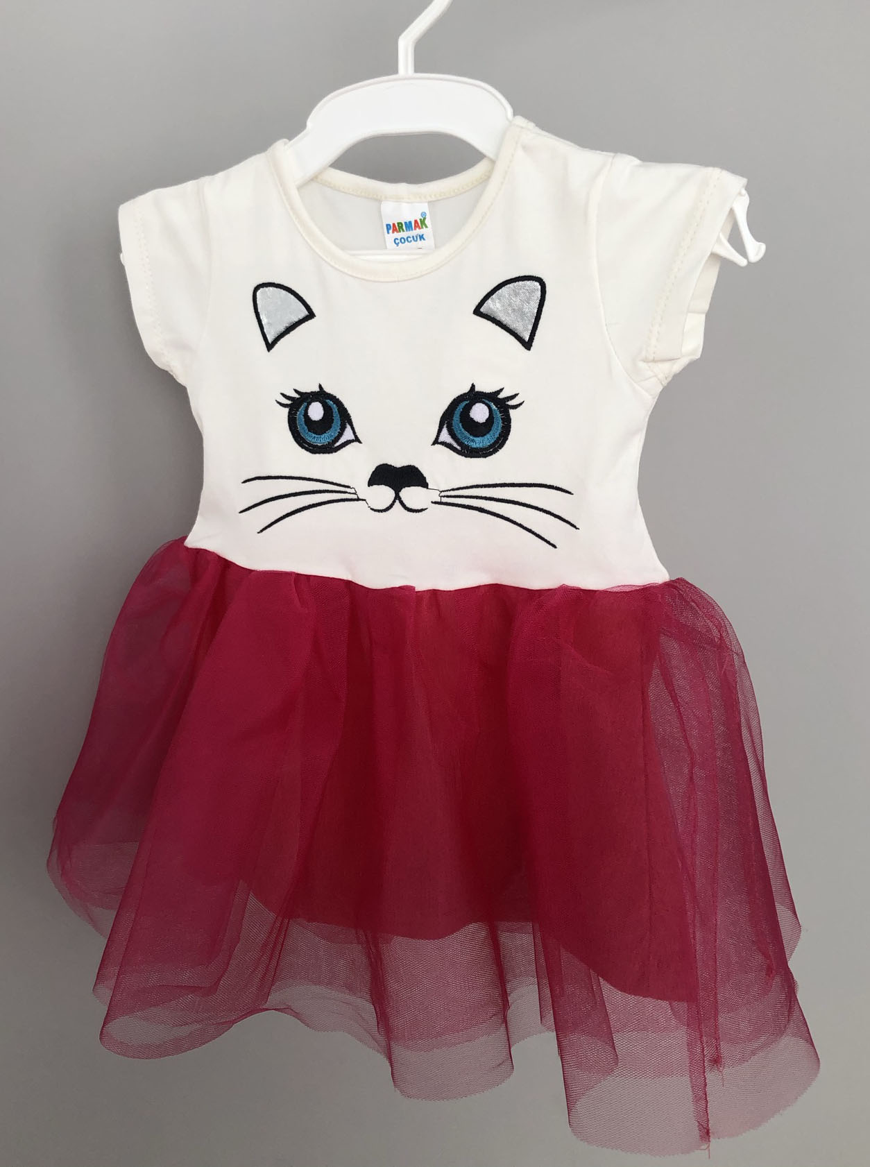 Сукня для дівчинки Кішечка молочна з малиновим 002 - ціна