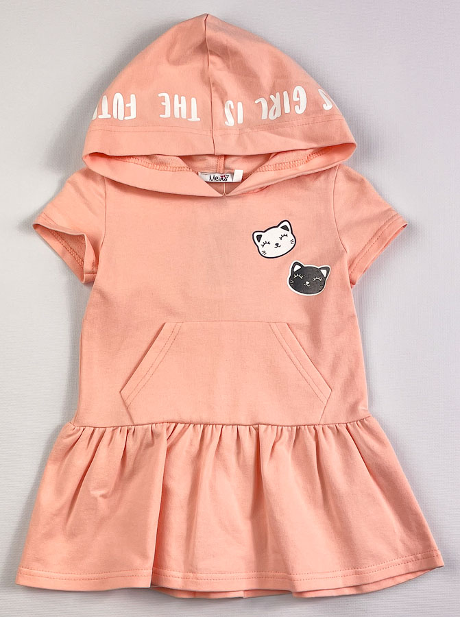 Трикотажне плаття для дівчинки Mevis пудра 3736-01 - світлина