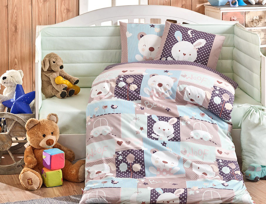 Комплект постільної білизни в дитяче ліжечко HOBBY Snoopy м'ятний 100*150/2*35*45 - ціна