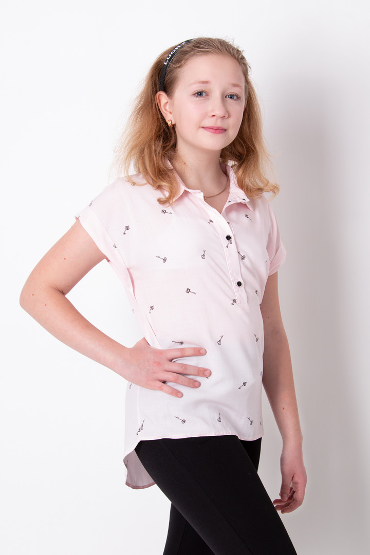 Блузка з коротким рукавом для дівчинки Mevis пудра 3439-02 - ціна