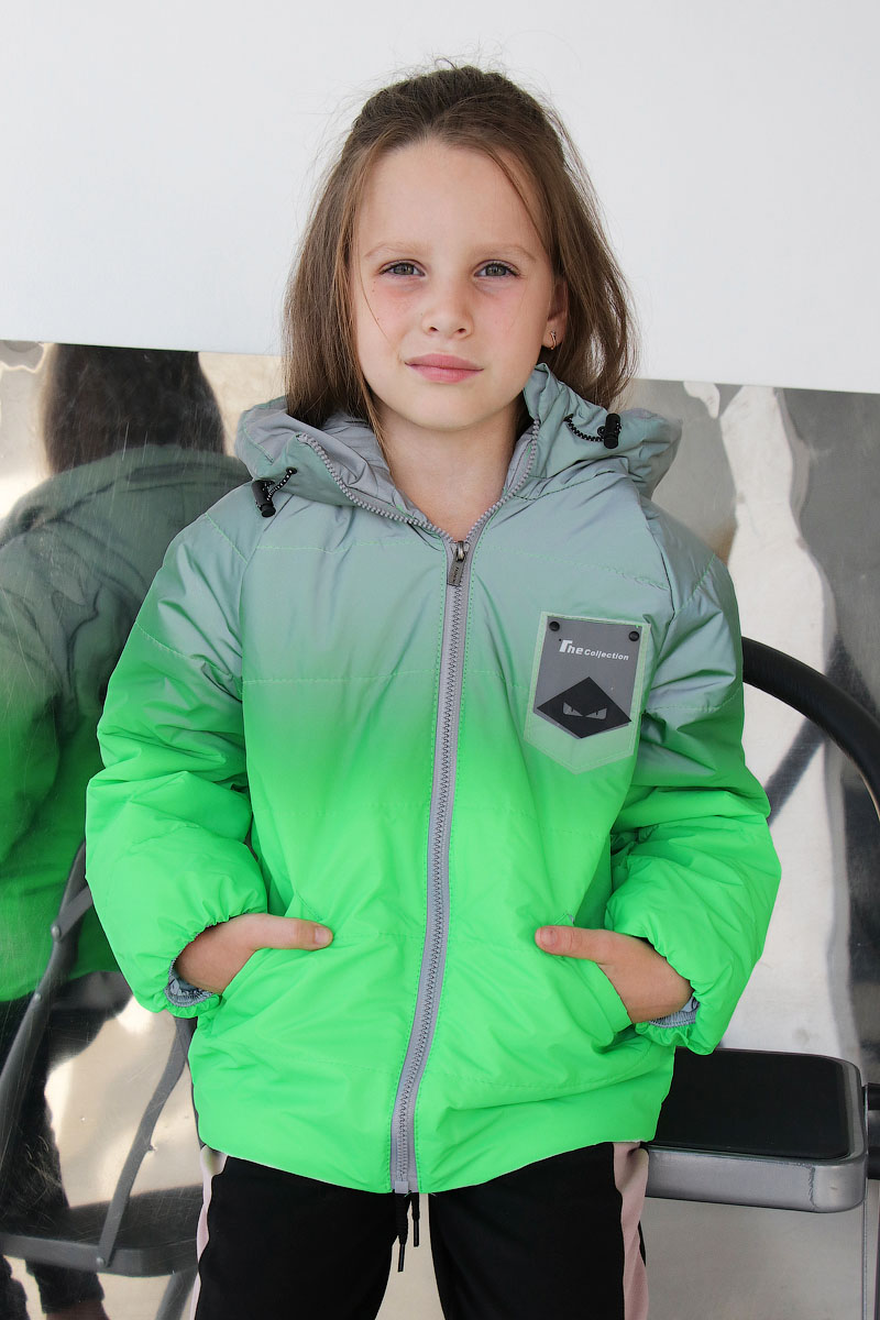 Куртка світловідбивна для дівчинки Kidzo зелена 3447 - ціна