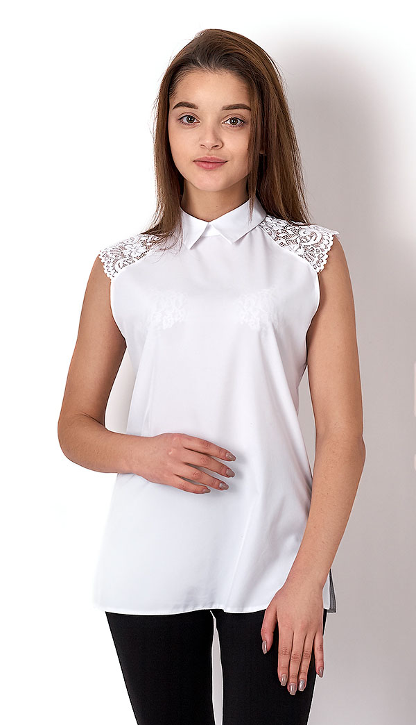 Блузка с коротким рукавом для девочки Mevis белая 2711-01 - ціна