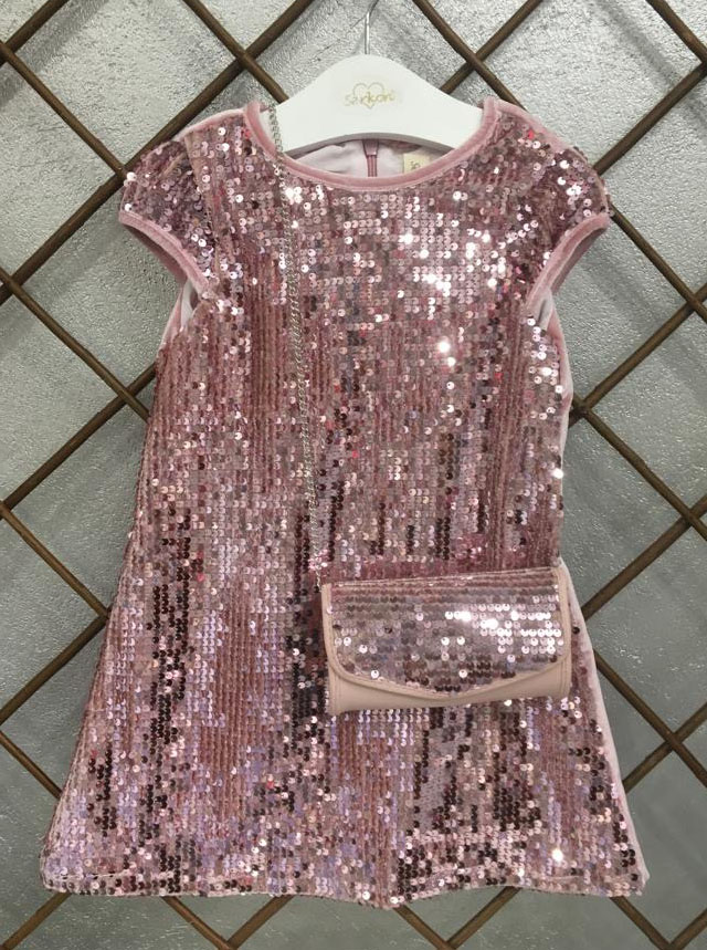 Платье нарядное с пайетками для девочки Serkon розовое 4416 - ціна