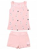 Комплект майка и шорты для девочки Фламинго Зайчики персиковый 242-115