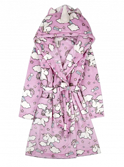 Теплый халат вельсофт для девочки Фламинго Единороги розовый 771-910 - цена