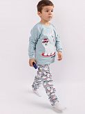 Утепленная пижама для мальчика Фламинго Мишка Snowboard серая 329-033