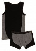 Комплект майка+трусы-шорты для мальчика Flavien черный с серым 8004