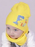Комплект шапка и хомут детский Semejka Дино желтый 9322