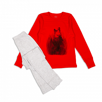 Пижама для мальчика Фламинго Волк красная 253-212 - цена