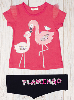 Комплект футболка та бриджі для дівчинки Breeze Фламінго малиновий 14319 - ціна