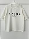 Базовая футболка оверсайз для девочки Glamour молочная 120525