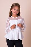Блузка школьная нарядная Mevis белая 5621-01