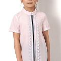 Блузка с коротким рукавом для девочки Mevis пудра 2724-03 - ціна