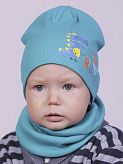 Комплект шапка и хомут детский Semejka Дино голубой 9322