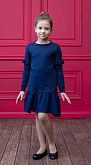 Вязаное платье для девочки TopHat темно-синее 19814